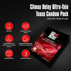 Basic Instinct Climax Delay Ultra Thin Latex Condoms For Men Strawberry And Vanilla 3 Pcs Pack Of 5