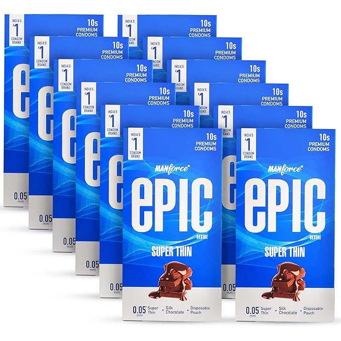 Manforce Epic Desire | Ultra Thin Condom For Enhanced Pleasure | Silk Chocolate Flavour | 120 Pcs