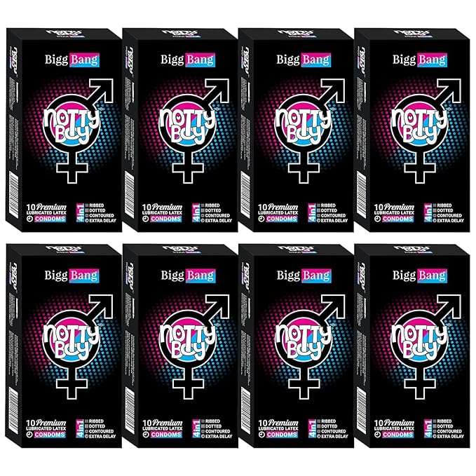 Notty Boy Extra Dotted And Ribbed Condom With Delay Lubricant | Long Lasting Snug Fit - Pack Of 80