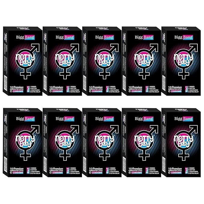Notty Boy Long Time Extra Pleasure Ribbed Dotted 4 In 1 Condom With Delay Lubricant - Pack Of 100