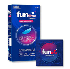 Fun Time Climax Control Condoms | Dotted, Long-lasting Pleasure | Pack Of 3 (10 Counts Each)