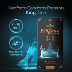 Manforce King Thin Ultra-thin Unflavoured Condoms, 10 Pieces