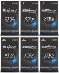 Manforce Xtra Pleasure Xtra Dotted Climax Delay Condoms, Unflavoured, 10 Pcs (Pack Of 6)