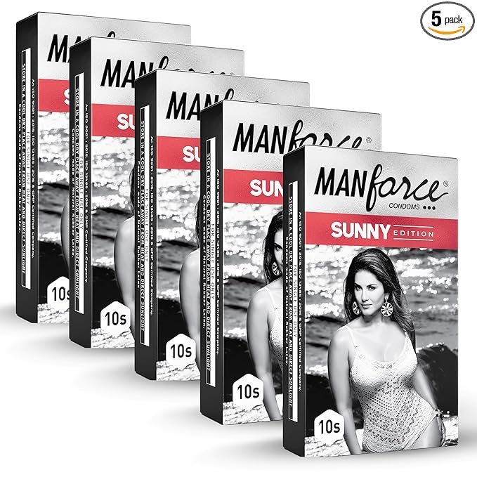 Manforce Sunny Edition Condoms | 50 Pcs | Ribbed, Dotted & Anatomically Shaped Condoms Indias No. 1